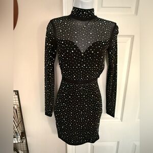Windsor Black Long Sleeve Studded Dress